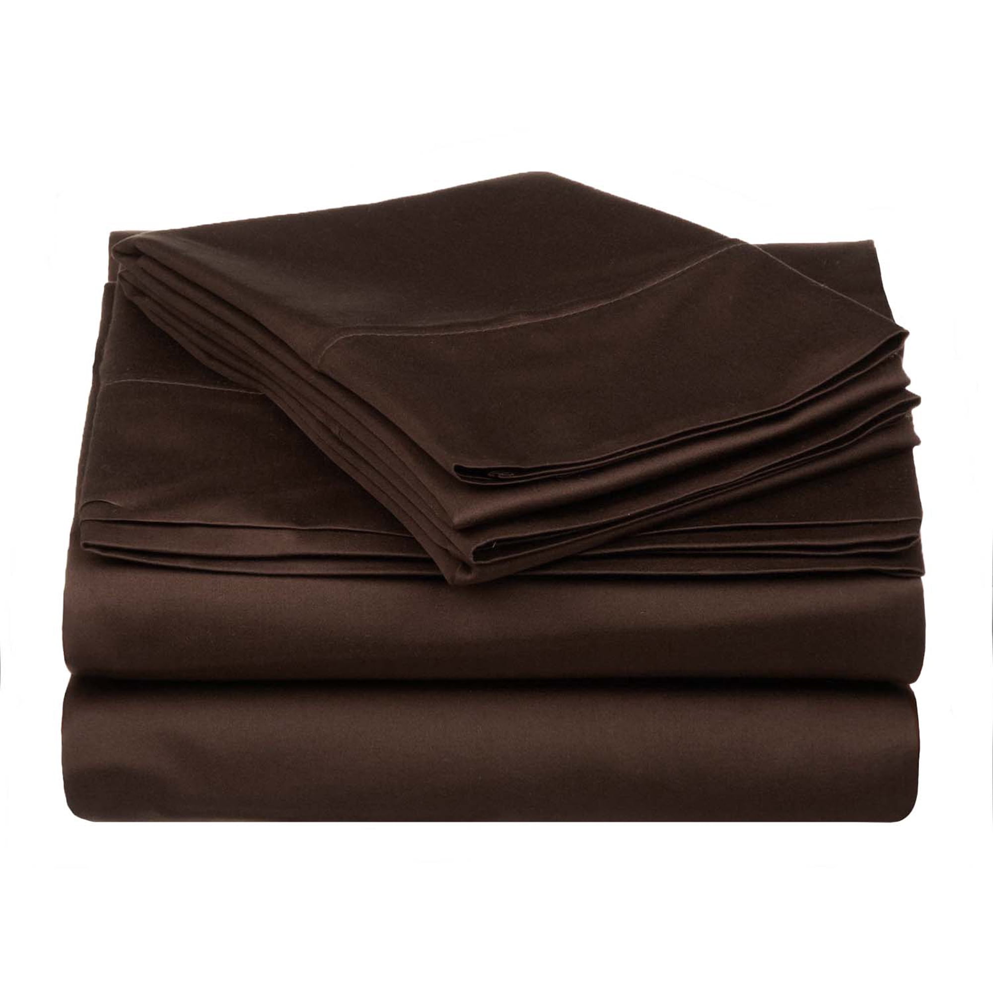 4PCs All Extra Deep Pkt & Sizes  Brown Solid Sheet Set 1000 TC Egyptian Cotton 