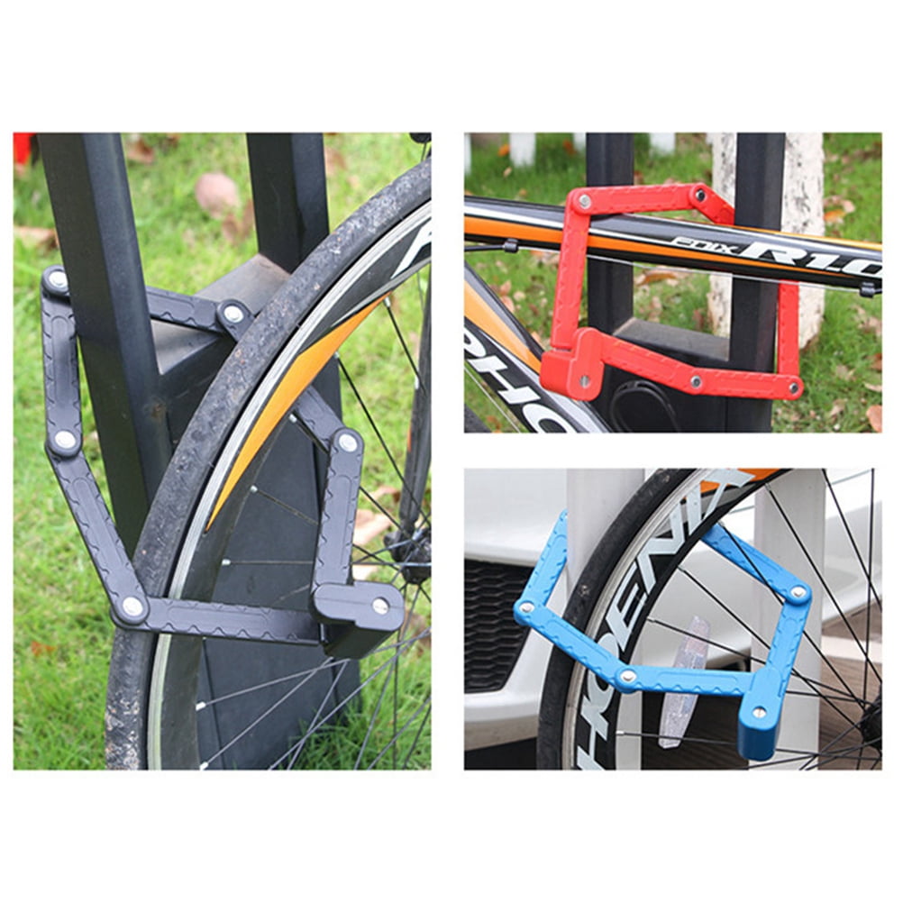 GOOHOCHY Universal Folding Lock Steel Bike Lock Security Cable Lock Anti-Theft Combination Riding Tool for Road Bike (Black)