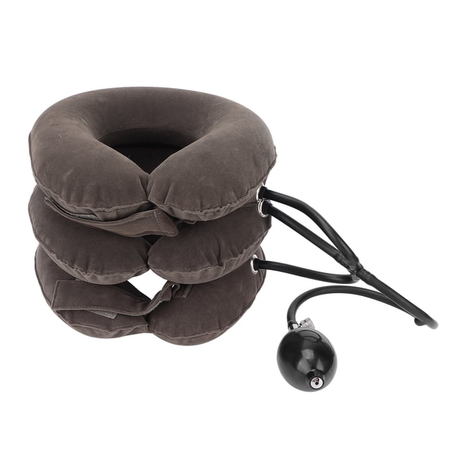 Dispositivo de tracción cervical inflable para el hogar, soporte para camilla cervical para aliviar el dolor, color gris