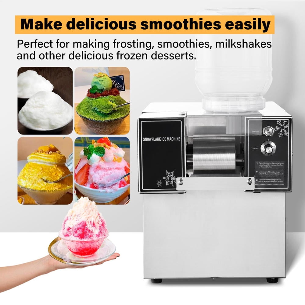 Snowflake Ice Machine |17inches Snowflake Ice Maker Stainless Steel Ice Shaving Machine Speed Adjustable for Home Milktea Shops Food Truck Restaurant Home noble