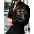 thumbnail image 1 of Camisa de vestir de noche de lujo con texto de periódico y arte a la moda con solapa y botones para fiesta, camisa informal con estampado de manga larga, suéter para hombre, 1 of 6