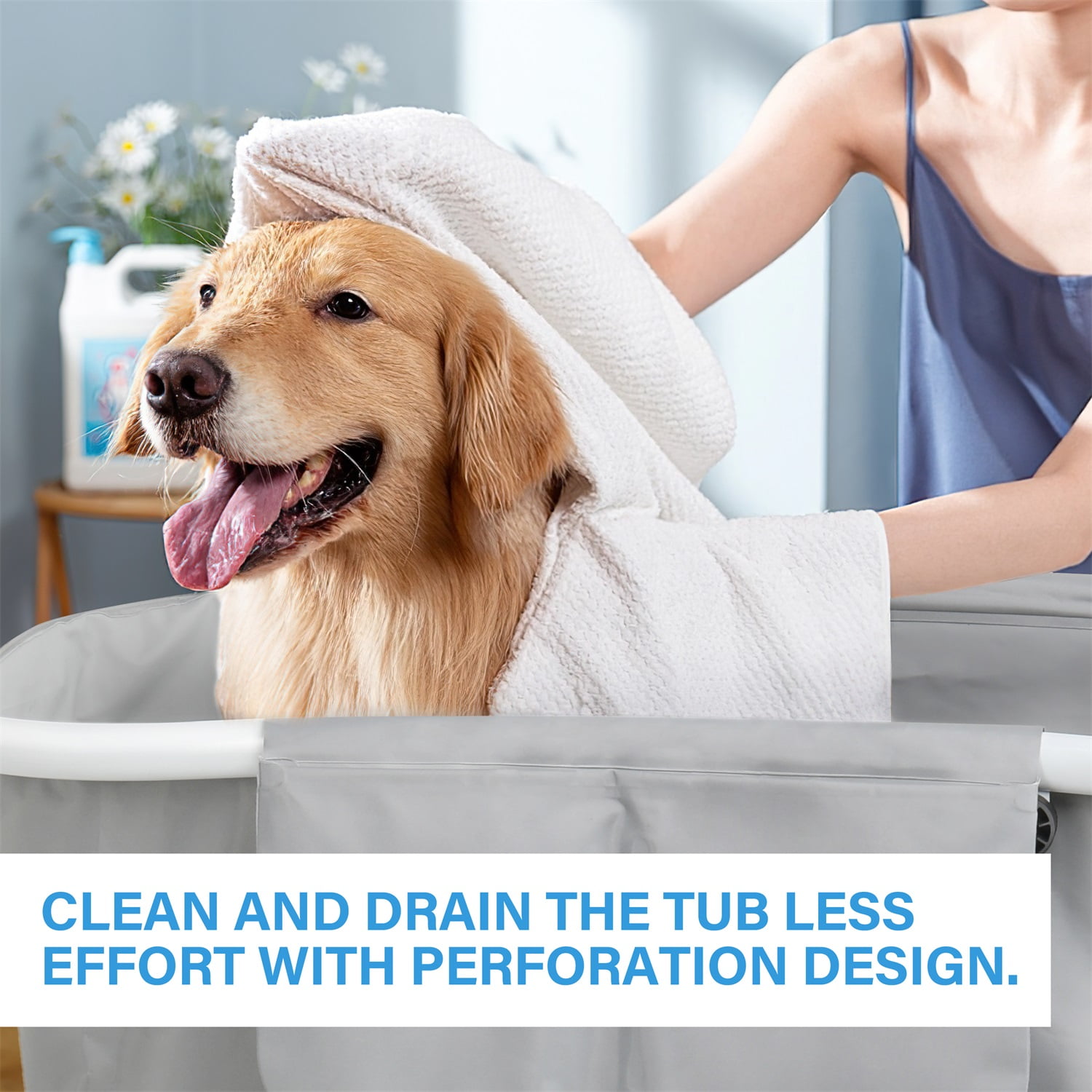 Pefilos 40" Elevated Dog Bath Tub and Wash Station for Bathing Shower and Grooming for Small and Medium Size Dogs, Cats, Gray Pefilos 40" Elevated Dog Bath Tub and Wash Station for Bathing Shower and Grooming for Small and Medium Size Dogs, Cats, Gray