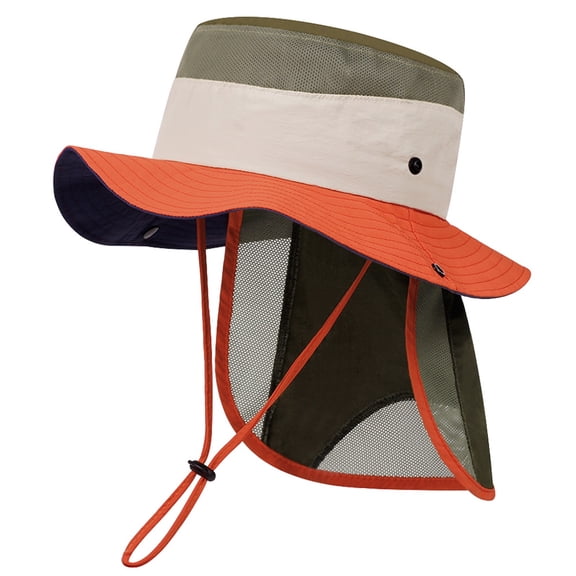 IVEYRTF Kids Sun Hat with Neck Flap Color Block Breathable Mesh UV Protection Adjustable for Boys Girls 2-8 Years Outdoor Bucket Hat