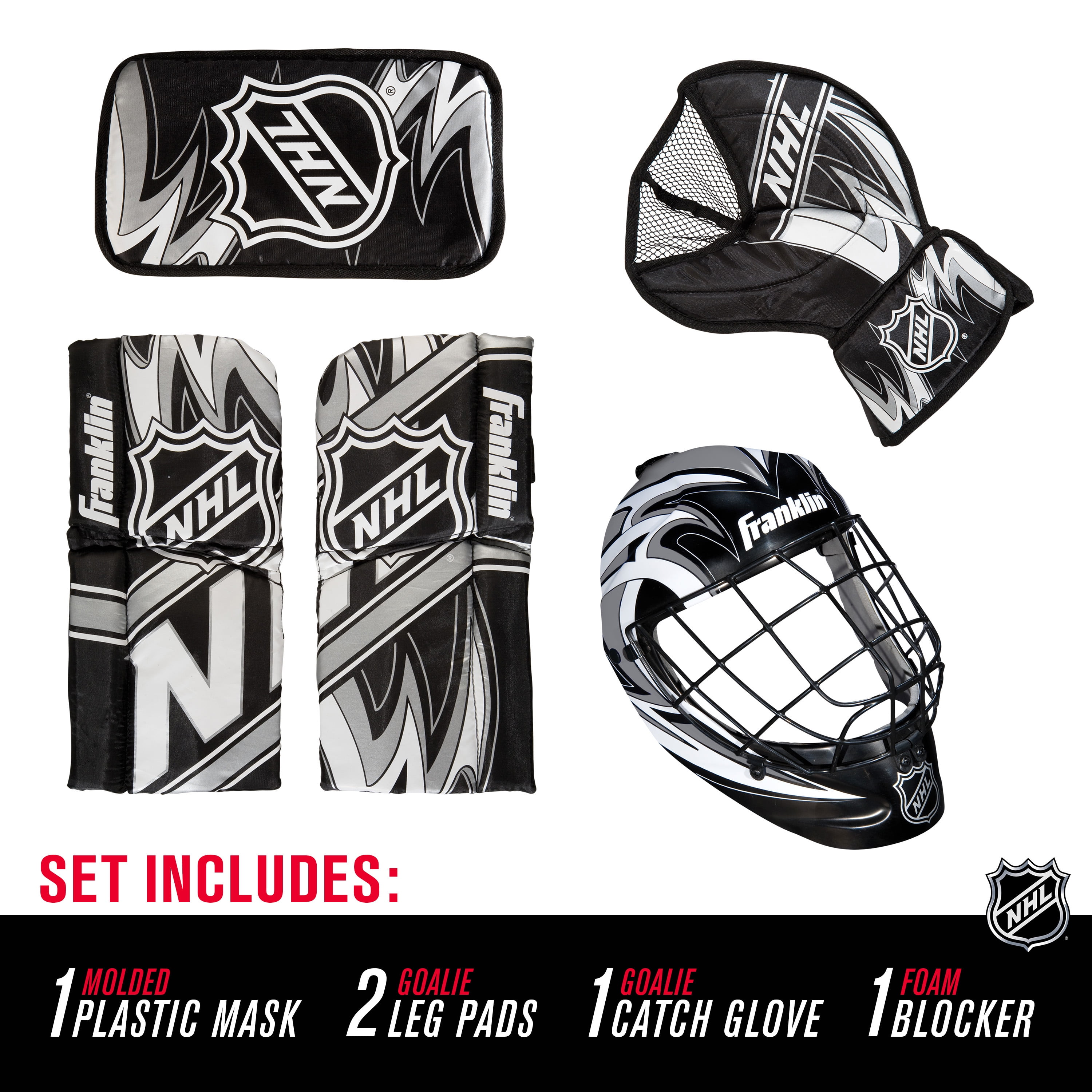 Franklin Sports Mini Hockey Goalie Pads - Youth Knee and Mini Hockey Goalie Gear and Equipment - Mini Hockey Goalie Set