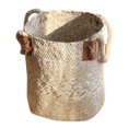 thumbnail image 1 of Cesta De Mimbre De Mimbre Tejida Con Césped Natural, Soporte Para Macetas De Jardín, Blanco L Magideal Moderno, 1 of 6