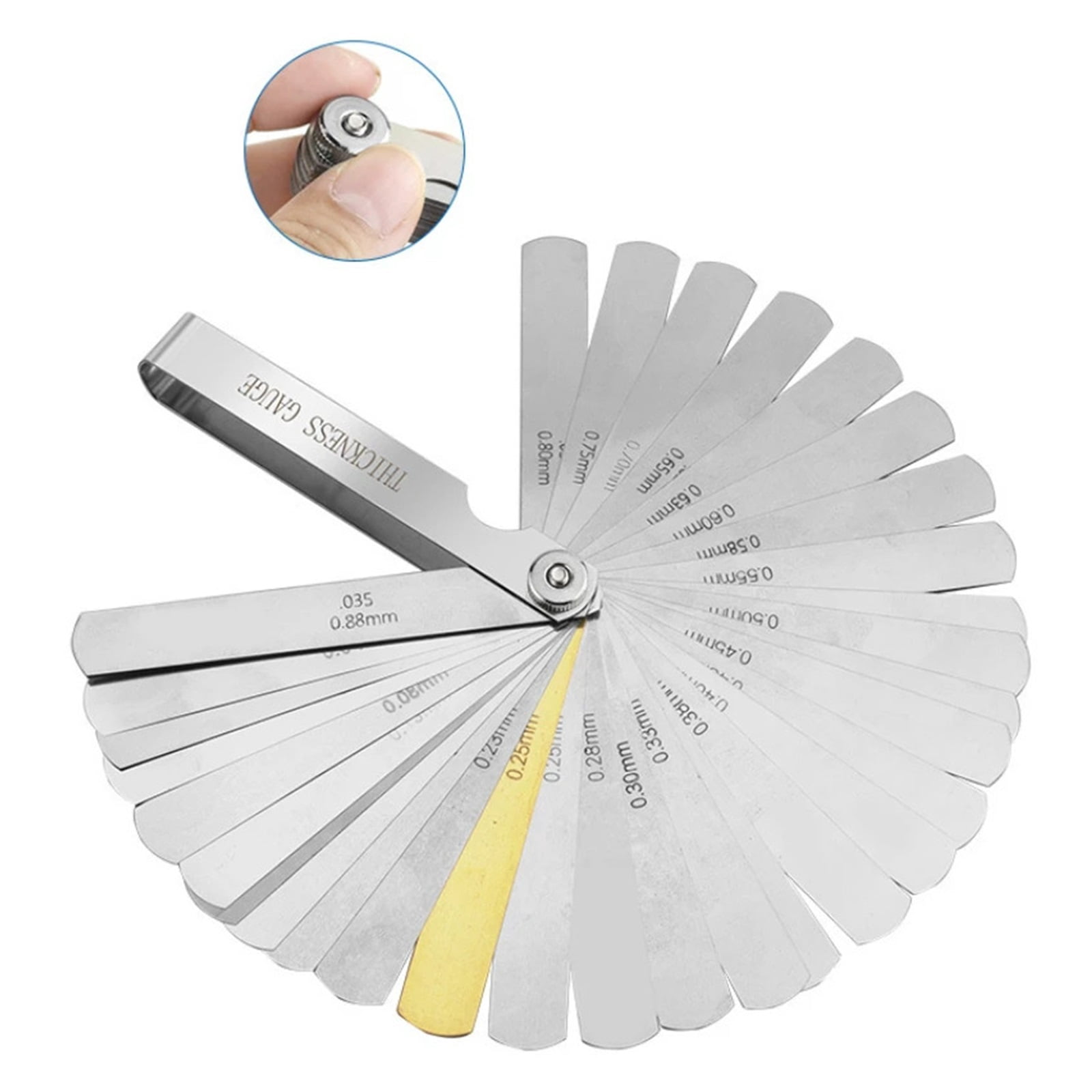 32 Piece Combination Feeler Gauge Stainless Steel Ruler For Measurement Probe Gap ,Easy Identification