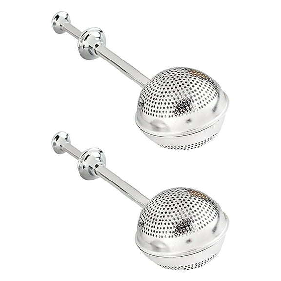 2pcs Tea Infuser Stainless Steel Tea Ball Single Cup Long Handle Tea Infuser Strainer for Loose Leaf Tea (Silver)