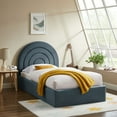 thumbnail image 2 of Platform Bed Frame, Twin, Blue, Velvet, Hotel Bedroom, Modern Contemporary, HB38098, 2 of 9