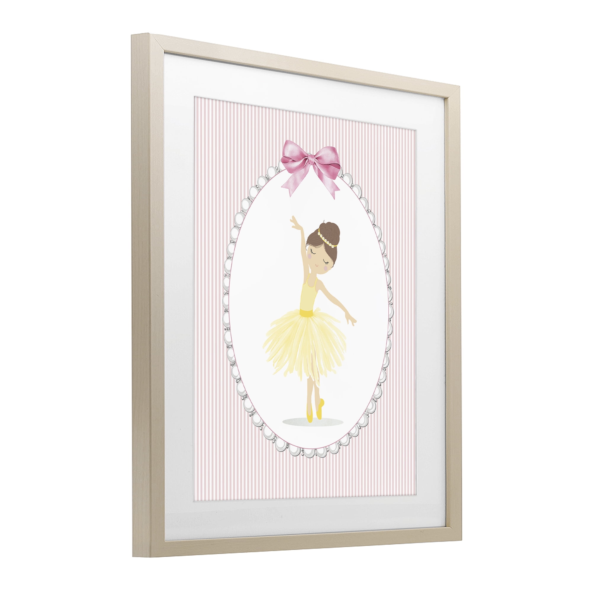 Stupell Industries Dainty Dance on Stripes Birch Framed Print Under Glass, design by Christine Simpson Art