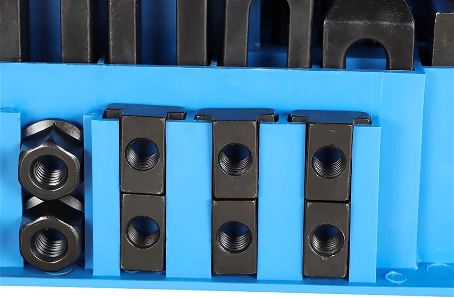 SEBLAFF 58 Pc 1/2 Inch T-Slot Hold Down Clamp Clamping Kit Mill Machinist Set Replacement for Bridgeport Milling Machine with Plastic Storage Box (3/8-16)