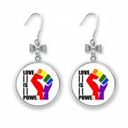 Power Differentiation Identity Rainbow Equality Bow Earrings Drop Stud Pierced Hook