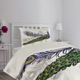 thumbnail image 4 of Ambesonne Spring Quilted Coverlet 2 Pcs, Wild Peacock Feather, Twin Size, Multicolor, 4 of 5