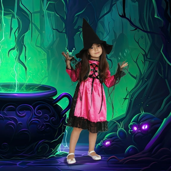 Northlight Girl's Witch Children's Halloween Costume - Medium - Black and Pink