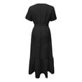 thumbnail image 5 of Wdgfv Women's 2026 Summer Short Sleeve Maxi Dress Casual V Neck Hollow Out Eyelet Ruffle Swing A Line Long Dresses Black M, 5 of 5