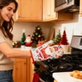 thumbnail image 4 of Linnome Christmas Oven Gloves Pair Insulated High Temperature Resistant Baking Cooking Mitts for Kitchen Use, 4 of 6