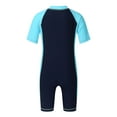 thumbnail image 2 of inlzdz Kids Boys One Piece Short Sleeve Sunsuit Quick Dry UPF 50+ Sun Protection Swimwear Swimsuit Navy Blue&Sky Blue 16, 2 of 7