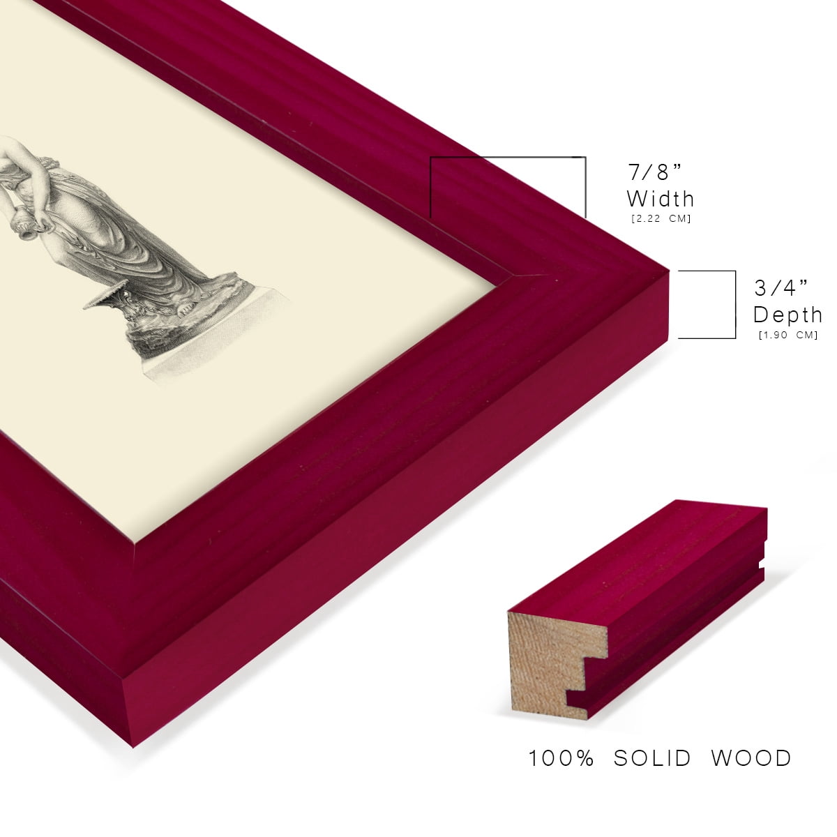 Classical Statuary II -Framed Print w/glass-Cherry Red