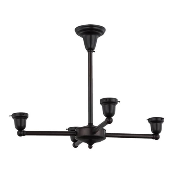 Meyda 157539 26 in. Craftsman Brown on Brass 4 Light Chandelier Hardware, Craftsman