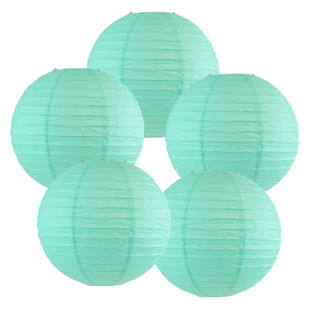 Just Artifacts 8" Baby Blue Paper Lantern (Set of 5, Baby Blue, 8inch