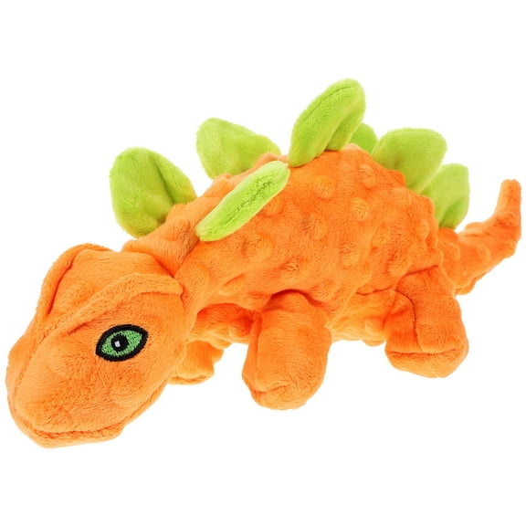 PAMINGONO Interactive Pet Toy Squeaky Dinosaur Shaped Blue Plush 1Pack 12.2x4.9x3.9in