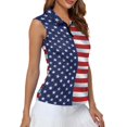 thumbnail image 4 of Whosucclay The American flag Golf Shirts for Women for Womens, Stretchy Zip Up Shirts Breathable Women's Sleeveless Golf Shirts for Fitness Outdoor Sports Running, 4 of 7