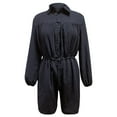 thumbnail image 4 of Women's Summer Long Sleeve Shorts Romper Solid Color Drawstring Botton Down Loose Casual Jumpsuits with Pockets, 4 of 6