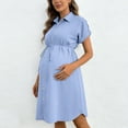 thumbnail image 7 of Fnooota Maternity Shirt Dresses, Casual Short Sleeve Collared Mid-length Pregnancy Summer Dresses Light Blue Size L, 7 of 7