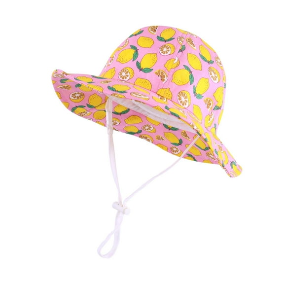 Honeeladyy Sun Protection Beach Bucket Hats for Kids Summer Kids Colorful Fruit Print Sun Protection Hat Fisherman Hat With Hat Rope