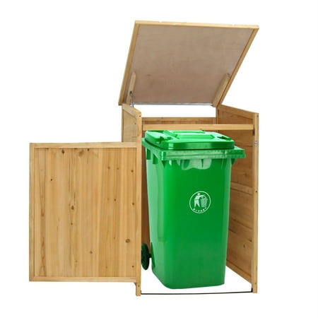 Horizontal Shed - Kinbor Wooden Outdoor Garden Horizontal Refuse Storage Shed Waterproof Decay Resistant
