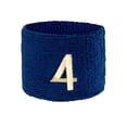 thumbnail image 2 of COUVER Embroidered White Number 4 Blue Terry Cotton Athletic Wristbands 1 Pair (Mens), 2 of 11