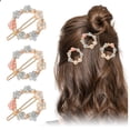 thumbnail image 2 of 3 Pack Floral Rhinestone Hair Clips for Women Girls Elegant Gold Metal Hairpins Decorative Barrettes Hair Accessories, 2 of 8