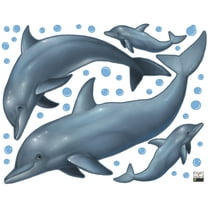 Dolphin Wall Decals Under the Sea Ocean Kids Room Stickers (4) Dolphins 6"-14" & Many Bubbles