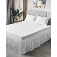 thumbnail image 4 of Gray Striped Wrap Around Bed Skirts for Queen Bed 18" Drop,Bed Skirt with Adjustable Elastic Belt Dust Ruffle Bed Valance for Bedroom Hotel Modern Minimalist Vertical Stripes Lines Bed Frame Cover, 4 of 7
