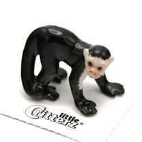 Little Critterz Black Monkey Headed Capuchin "Friar" - Hand-painted Home Decor Animal Decorative Figurine  - Miniature Porcelain Figurine