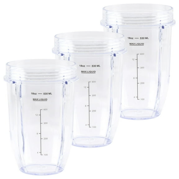 3 Pack 18 oz Cup Replacement Part 427KKU450 Compatible with Nutri Ninja Auto-iQ BL480 BL640 CT680 Blenders
