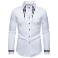 thumbnail image 2 of Blusa y camisa de manga larga con cuello vuelto para hombre, informal, con bordado, estampado, botones a la moda, blusa de manga larga con cuello vuelto, blusa de poliéster para hombre, 2 of 9