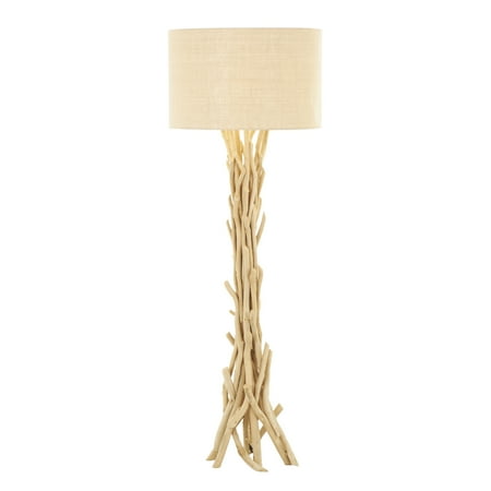 DecMode Rustic Tall Driftwood Floor Lamp with Beige Fabric Shade 22 W x 62 H * incomplete,lamp shade only*