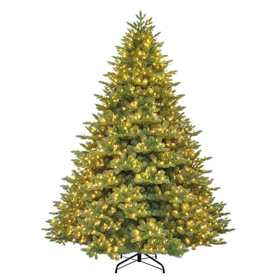 Puleo International 8.5' Pre-Lit Artificial Noble Fir Tree with 1400 Dual-Color LED Lights and a Fresh Christmas Tree Scent Dispenser
