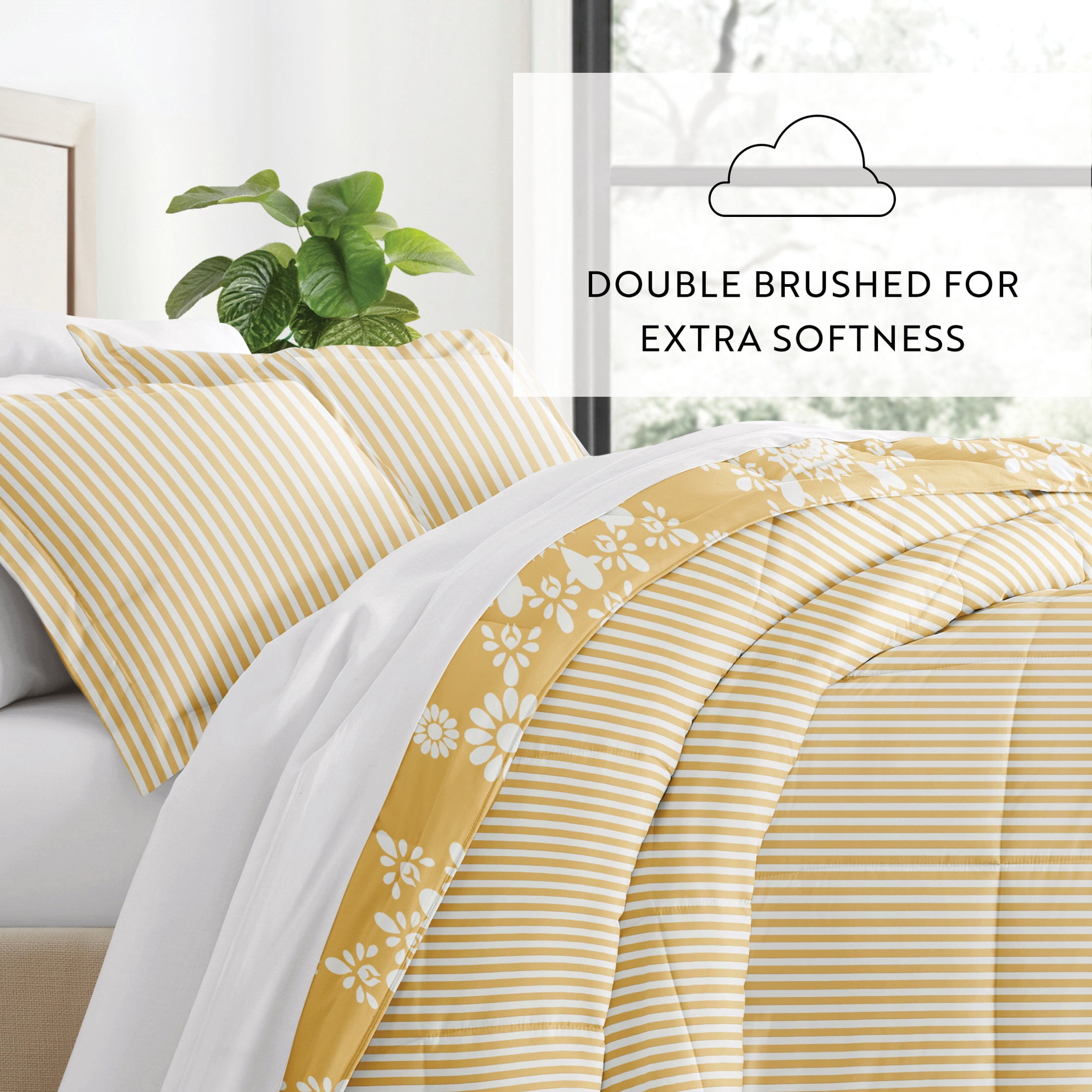 All Season Ultra Soft Comforter Set Lightweight Bedding in Daisy Floral for King/Cal King by Comfort Canopy