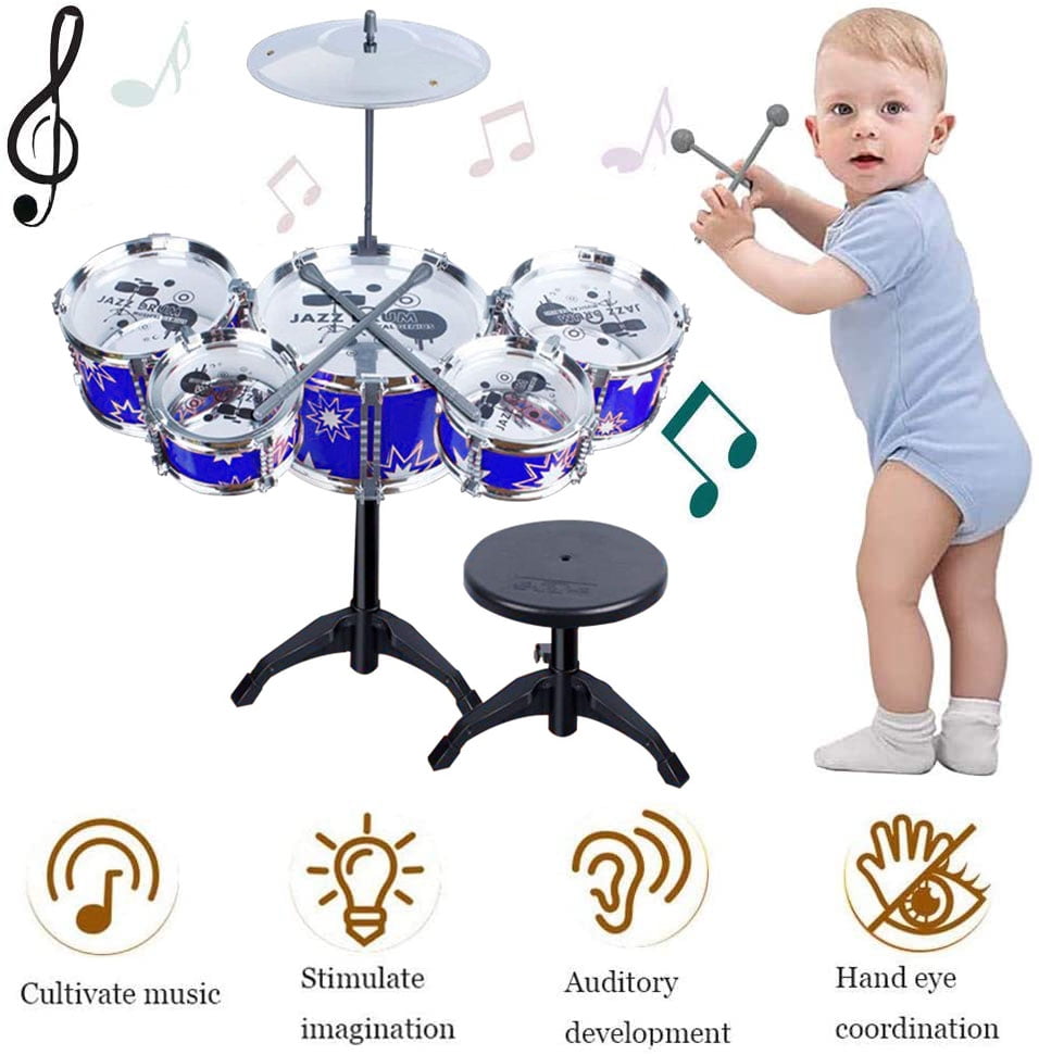 Drumroll Toy Drum Set B includes 7 Percussion Instruments for Kids 