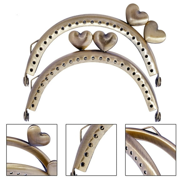 BESTOYARD Vintage Engraved Iron Clutch Frame Purse Making Accessories with Heart Shape Lock