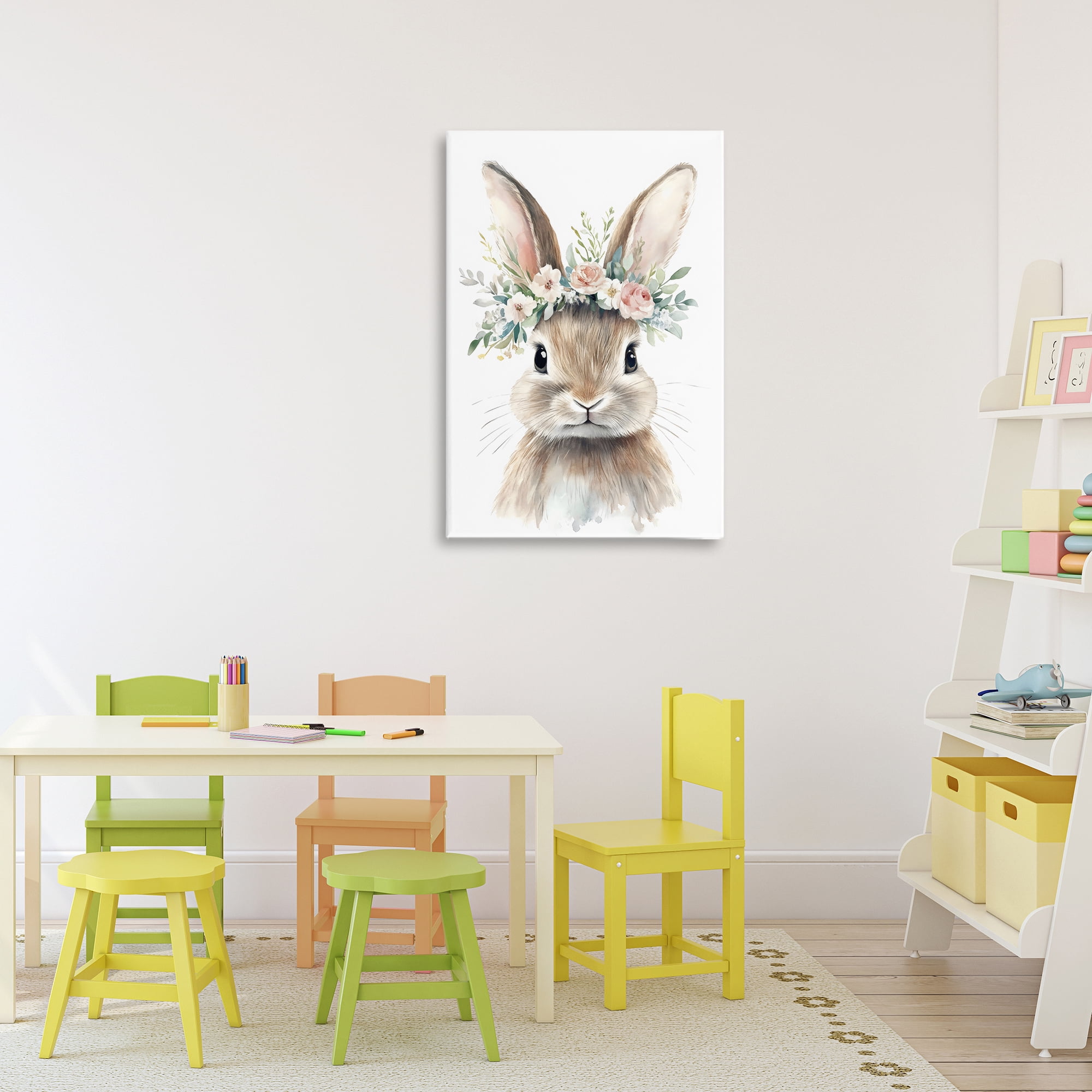 Stupell Industries Flower Adorned Baby Rabbit Canvas Wall Art, design by Creative Studio