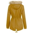thumbnail image 3 of Made by Johnny Women's Inner Fur Lined Military Anorak Parka Jacket with Detachable Hoodie S MUSTARD, 3 of 6