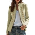 thumbnail image 2 of Maqroz Napoleon Jacket for Womens Stand Collar Long Sleeve Double Breasted Outerwear Gold Decor Buttons Tailored Structured Dressy Jacket for Evening Occasions, 2 of 7
