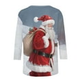 thumbnail image 7 of Women's Xmas Three-Quarter Sleeve Round Neck Santa Print Shirt Top Tees T-Shirt Blouse Tshirt Tshirts Shirts for Holiday Party My Items, 7 of 7