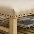 thumbnail image 6 of Square Ottoman Coffee Table for Living Room, 32" Farmhouse Upholstered Center Table with Storage Wooden Shelf, Countryside Faux Leather Coffee Ottoman for Reception, Beige, 6 of 9