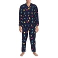thumbnail image 3 of Hirioo Space Dinosaur for Men's Pajama Sets 2 Piece Pjs Men's Long-Sleeved Pajama Set Button Down Sleepwear,S-XXL-X-Large, 3 of 7