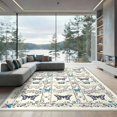 thumbnail image 2 of ODIKA 6'x9' Ultra-Soft Area Rug, Boho Moth Butterfly Motif Vintage Trellis Border Shaped Vinyl Flowing Dynamic None Washable, Bare feet friendly, Silk-Touch for Guest Room, Bedroom, 2 of 7