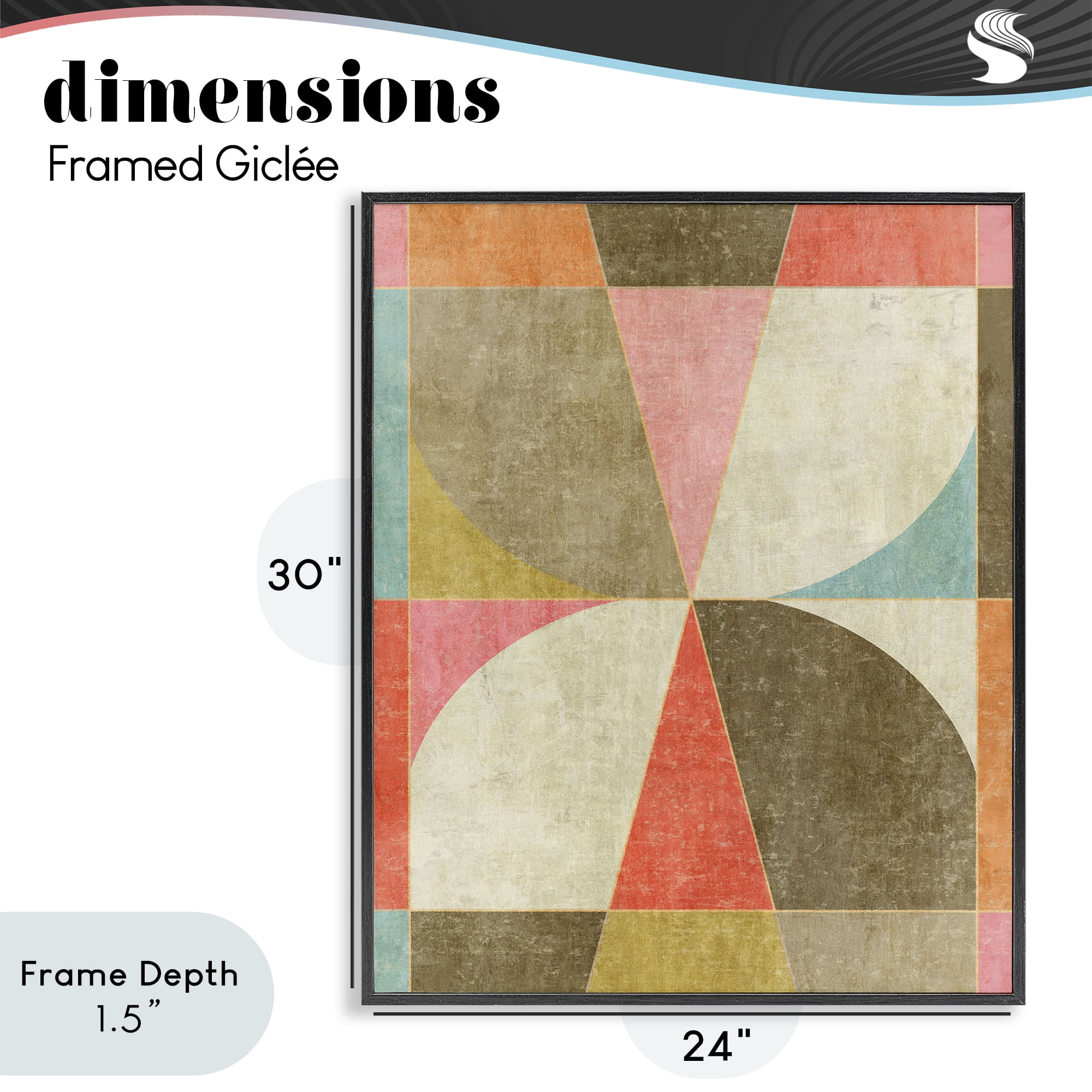 Stupell Industries Pinwheel Symmetric Shapes Black Framed Giclee Art, design by Suzanne Nicoll
