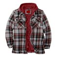 thumbnail image 1 of Chaqueta holgada de manga larga a cuadros gruesa acolchada con capucha para hombre Franela forrada acolchada, 1 of 4